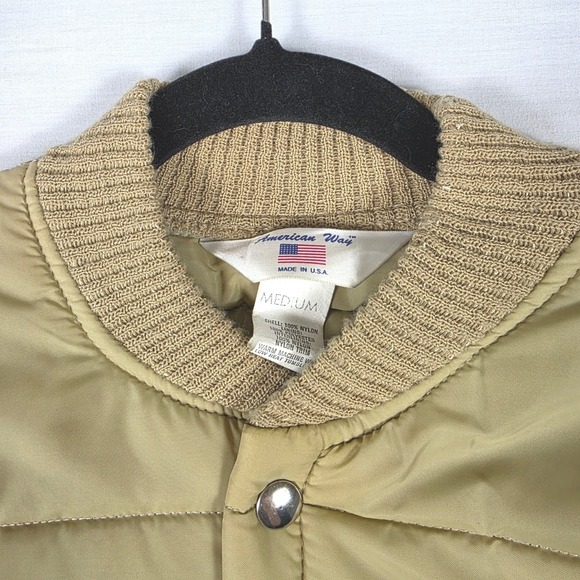 Tyson Puffer Vest Tan Quilted Snap Front Mens Medium Vintage Workwear Cosplay - Picture 11 of 16